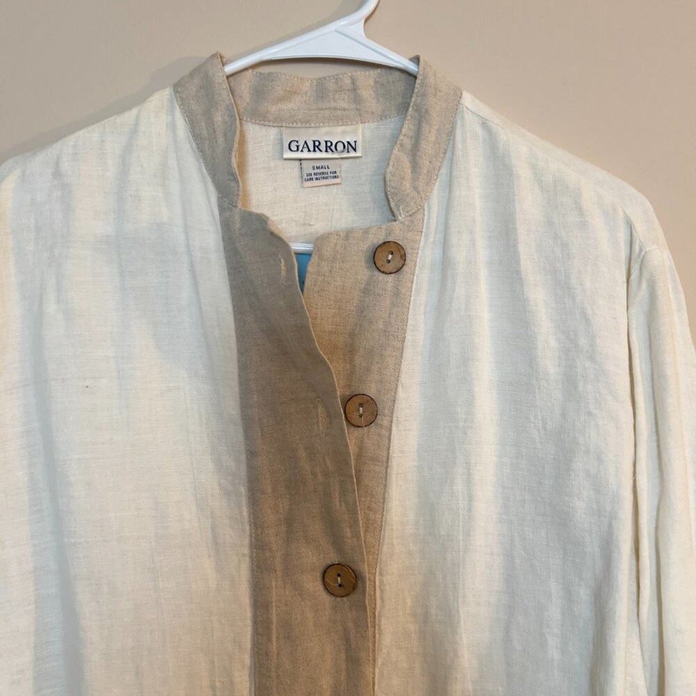 Garron Vintage Linen Cotton Blend Blouse Size S - Picture 2 of 8